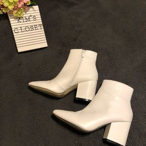 ASOS white pointed zip ankle booties